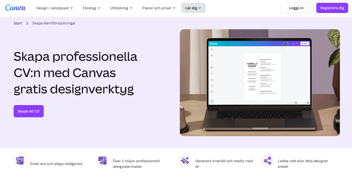 Canva CV-mall